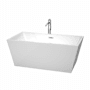 Wyndham Collection Sara 59" Free Standing Acrylic Soaking Tub with Center Drain, Drain Assembly, and Overflow - Includes Floor Mounted Tub Filler with Hand Shower White / Polished Chrome Trim
