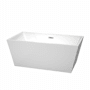 Wyndham Collection Sara 59" Free Standing Acrylic Soaking Tub with Center Drain, Drain Assembly, and Overflow White / Brushed Nickel Trim