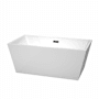 Wyndham Collection Sara 59" Free Standing Acrylic Soaking Tub with Center Drain, Drain Assembly, and Overflow White / Matte Black Trim