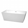 Wyndham Collection Sara 63" Free Standing Acrylic Soaking Tub with Center Drain, Drain Assembly, and Overflow White / Brushed Nickel Trim