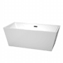 Wyndham Collection Sara 63" Free Standing Acrylic Soaking Tub with Center Drain, Drain Assembly, and Overflow White / Matte Black Trim