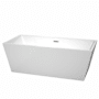 Wyndham Collection Sara 67" Free Standing Acrylic Soaking Tub with Center Drain, Drain Assembly, and Overflow White / Brushed Nickel Trim