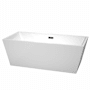 Wyndham Collection Sara 67" Free Standing Acrylic Soaking Tub with Center Drain, Drain Assembly, and Overflow White / Matte Black Trim