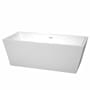 Wyndham Collection Sara 67" Free Standing Acrylic Soaking Tub with Center Drain, Drain Assembly, and Overflow White / Shiny White Trim