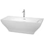 Wyndham Collection Maryam 72" Free Standing Acrylic Soaking Tub with Center Drain, Drain Assembly, and Overflow - Includes Floor Mounted Tub Filler with Hand Shower White / Polished Chrome Trim