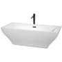 Wyndham Collection Maryam 72" Free Standing Acrylic Soaking Tub with Center Drain, Drain Assembly, and Overflow - Includes Floor Mounted Tub Filler with Hand Shower White / Matte Black Trim