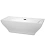 Wyndham Collection Maryam 72" Free Standing Acrylic Soaking Tub with Center Drain, Drain Assembly, and Overflow White / Matte Black Trim