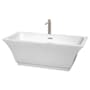 Wyndham Collection Galina 67" Free Standing Acrylic Soaking Tub with Center Drain, Drain Assembly, and Overflow - Includes Floor Mounted Tub Filler with Hand Shower White / Brushed Nickel Trim