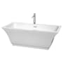 Wyndham Collection Galina 67" Free Standing Acrylic Soaking Tub with Center Drain, Drain Assembly, and Overflow - Includes Floor Mounted Tub Filler with Hand Shower White / Polished Chrome Trim