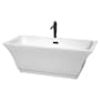 Wyndham Collection Galina 67" Free Standing Acrylic Soaking Tub with Center Drain, Drain Assembly, and Overflow - Includes Floor Mounted Tub Filler with Hand Shower White / Matte Black Trim