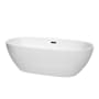 Wyndham Collection Juno 71" Free Standing Acrylic Soaking Tub with Center Drain, Drain Assembly, and Overflow White / Matte Black Trim