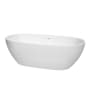 Wyndham Collection Juno 71" Free Standing Acrylic Soaking Tub with Center Drain, Drain Assembly, and Overflow White / Shiny White Trim