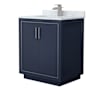 Wyndham Collection Icon 30" Free Standing Single Basin Vanity Set with Cabinet and Marble Vanity Top Dark Blue / Brushed Nickel Hardware