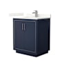 Wyndham Collection Icon 30" Free Standing Single Basin Vanity Set with Cabinet and Quartz Vanity Top Dark Blue / Giotto Quartz Top / Brushed Nickel Hardware