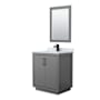 Wyndham Collection Icon 30" Free Standing Single Basin Vanity Set with Cabinet, Marble Vanity Top, and Framed Mirror Dark Gray / Matte Black Hardware