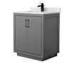 Wyndham Collection Icon 30" Free Standing Single Basin Vanity Set with Cabinet and Marble Vanity Top Dark Gray / Matte Black Hardware