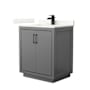 Wyndham Collection Icon 30" Free Standing Single Basin Vanity Set with Cabinet and Quartz Vanity Top Dark Gray / Giotto Quartz Top / Matte Black Hardware