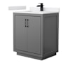 Wyndham Collection Icon 30" Free Standing Single Basin Vanity Set with Cabinet and Cultured Marble Vanity Top Dark Gray / White Cultured Marble Top / Matte Black Hardware