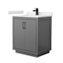 Wyndham Collection Icon 30" Free Standing Single Basin Vanity Set with Cabinet and Quartz Vanity Top Dark Gray / White Quartz Top / Matte Black Hardware