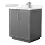 Wyndham Collection Icon 30" Free Standing Single Basin Vanity Set with Cabinet and Cultured Marble Vanity Top Dark Gray / Carrara Cultured Marble Top / Brushed Nickel Hardware