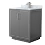 Wyndham Collection Icon 30" Free Standing Single Basin Vanity Set with Cabinet and Marble Vanity Top Dark Gray / Brushed Nickel Hardware