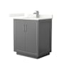 Wyndham Collection Icon 30" Free Standing Single Basin Vanity Set with Cabinet and Quartz Vanity Top Dark Gray / Giotto Quartz Top / Brushed Nickel Hardware