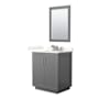 Wyndham Collection Icon 30" Free Standing Single Basin Vanity Set with Cabinet, Quartz Vanity Top, and Framed Mirror Dark Gray / Giotto Quartz Top / Brushed Nickel Hardware