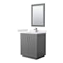 Wyndham Collection Icon 30" Free Standing Single Basin Vanity Set with Cabinet, Cultured Marble Vanity Top, and Framed Mirror Dark Gray / White Cultured Marble Top / Brushed Nickel Hardware