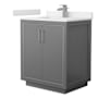 Wyndham Collection Icon 30" Free Standing Single Basin Vanity Set with Cabinet and Cultured Marble Vanity Top Dark Gray / White Cultured Marble Top / Brushed Nickel Hardware