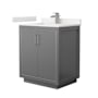 Wyndham Collection Icon 30" Free Standing Single Basin Vanity Set with Cabinet and Quartz Vanity Top Dark Gray / White Quartz Top / Brushed Nickel Hardware