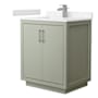 Wyndham Collection Icon 30" Free Standing Single Basin Vanity Set with Cabinet and Cultured Marble Vanity Top Light Green / Carrara Cultured Marble Top / Brushed Nickel Hardware