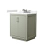 Wyndham Collection Icon 30" Free Standing Single Basin Vanity Set with Cabinet and Cultured Marble Vanity Top Light Green / Carrara Cultured Marble Top / Brushed Nickel Hardware