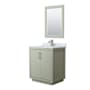 Wyndham Collection Icon 30" Free Standing Single Basin Vanity Set with Cabinet, Marble Vanity Top, and Framed Mirror Light Green / Brushed Nickel Hardware