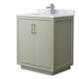 Wyndham Collection Icon 30" Free Standing Single Basin Vanity Set with Cabinet and Marble Vanity Top Light Green / Brushed Nickel Hardware