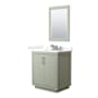 Wyndham Collection Icon 30" Free Standing Single Basin Vanity Set with Cabinet, Quartz Vanity Top, and Framed Mirror Light Green / Giotto Quartz Top / Brushed Nickel Hardware