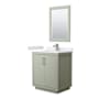 Wyndham Collection Icon 30" Free Standing Single Basin Vanity Set with Cabinet, Cultured Marble Vanity Top, and Framed Mirror Light Green / White Cultured Marble Top / Brushed Nickel Hardware