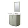 Wyndham Collection Icon 30" Free Standing Single Basin Vanity Set with Cabinet, Quartz Vanity Top, and Framed Mirror Light Green / White Quartz Top / Brushed Nickel Hardware
