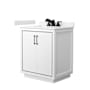 Wyndham Collection Icon 30" Free Standing Single Basin Vanity Set with Cabinet and Cultured Marble Vanity Top White / Carrara Cultured Marble Top / Matte Black Hardware