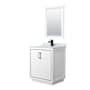 Wyndham Collection Icon 30" Free Standing Single Basin Vanity Set with Cabinet, Marble Vanity Top, and Framed Mirror White / Matte Black Hardware
