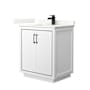 Wyndham Collection Icon 30" Free Standing Single Basin Vanity Set with Cabinet and Quartz Vanity Top White / Giotto Quartz Top / Matte Black Hardware
