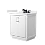 Wyndham Collection Icon 30" Free Standing Single Basin Vanity Set with Cabinet and Cultured Marble Vanity Top White / White Cultured Marble Top / Matte Black Hardware