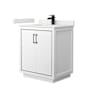 Wyndham Collection Icon 30" Free Standing Single Basin Vanity Set with Cabinet and Quartz Vanity Top White / White Quartz Top / Matte Black Hardware