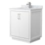 Wyndham Collection Icon 30" Free Standing Single Basin Vanity Set with Cabinet and Marble Vanity Top White / Brushed Nickel Hardware