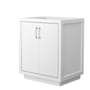 Wyndham Collection Icon 30" Single Free Standing Vanity Cabinet Only - Less Vanity Top White / Brushed Nickel Hardware