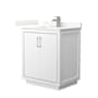 Wyndham Collection Icon 30" Free Standing Single Basin Vanity Set with Cabinet and Quartz Vanity Top White / Giotto Quartz Top / Brushed Nickel Hardware