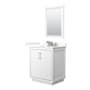 Wyndham Collection Icon 30" Free Standing Single Basin Vanity Set with Cabinet, Quartz Vanity Top, and Framed Mirror White / Giotto Quartz Top / Brushed Nickel Hardware