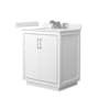 Wyndham Collection Icon 30" Free Standing Single Basin Vanity Set with Cabinet and Cultured Marble Vanity Top White / White Cultured Marble Top / Brushed Nickel Hardware