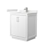 Wyndham Collection Icon 30" Free Standing Single Basin Vanity Set with Cabinet and Quartz Vanity Top White / White Quartz Top / Brushed Nickel Hardware