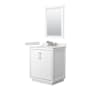 Wyndham Collection Icon 30" Free Standing Single Basin Vanity Set with Cabinet, Quartz Vanity Top, and Framed Mirror White / White Quartz Top / Brushed Nickel Hardware