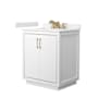 Wyndham Collection Icon 30" Free Standing Single Basin Vanity Set with Cabinet and Cultured Marble Vanity Top White / Carrara Cultured Marble Top / Satin Bronze Hardware